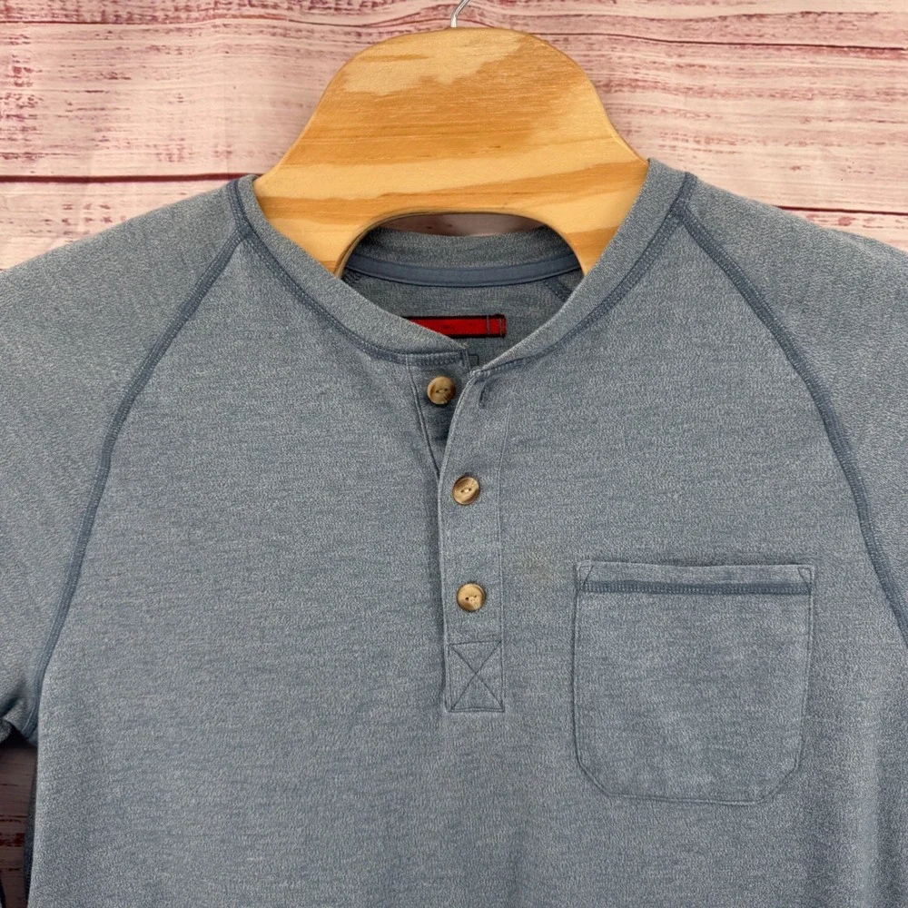 The North Face Henley Shirt Mens Large Blue‎ Heathered Long Sleeve Pocket